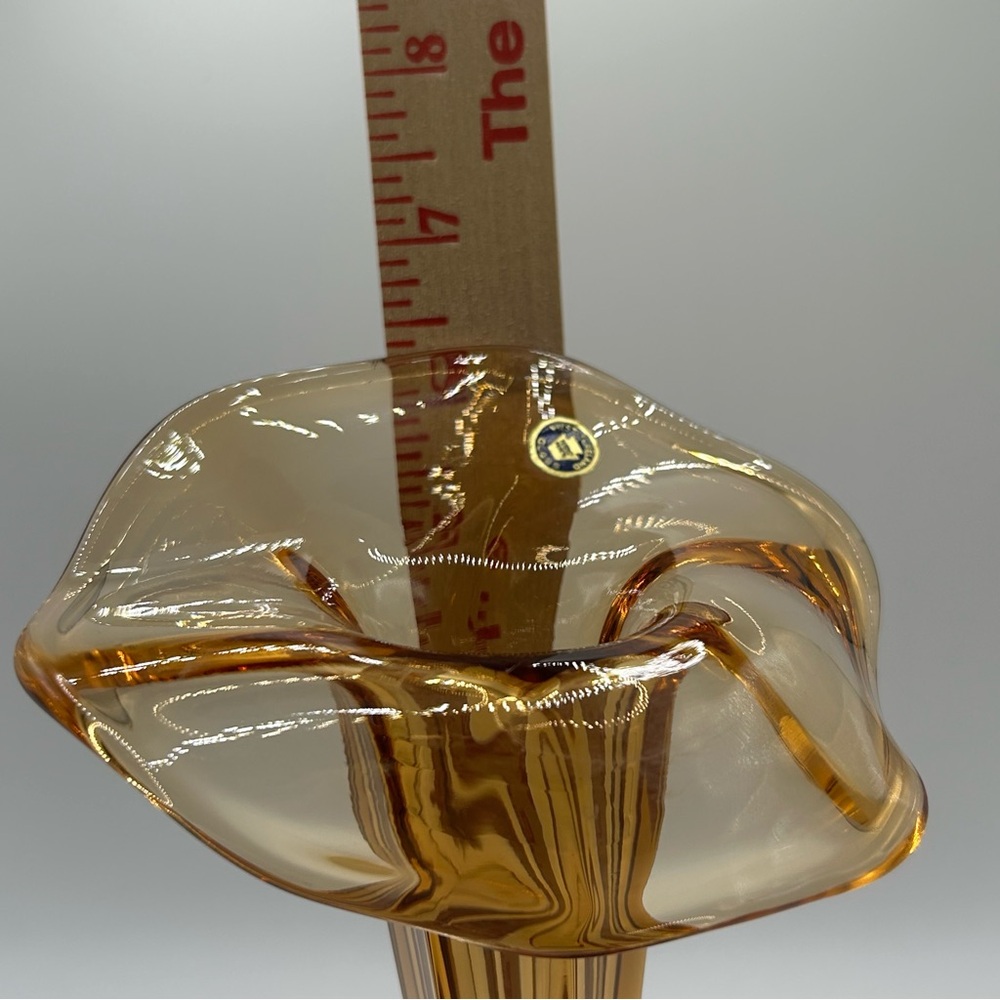 VTG Westmoreland Amber Glass Jack in the Pulpit Bud Vase 6-Sided 'Hexagon' Base - Picture 8 of 9